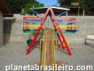 Playground Multibrinquedo colorido de Madeira